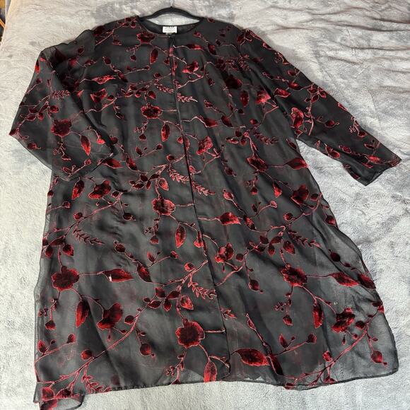 VTG Whimsigoth Velvet Burnout Kimono Sz 22 Floral Fairy Grunge Sheer Open Front - Picture 12 of 13